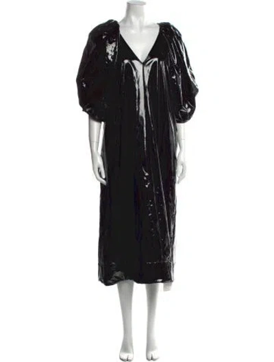 Pre-owned Rhode V-neck Long Dress In Black