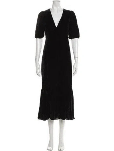 Pre-owned Rhode V-neck Long Dress In Black