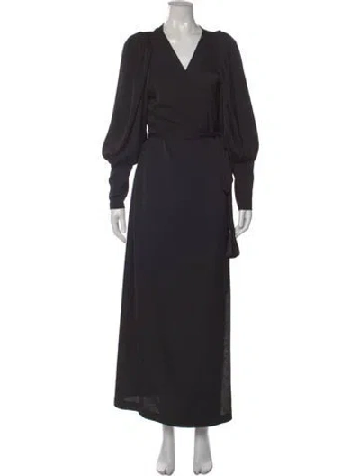 Pre-owned Rhode V-neck Long Dress In Black