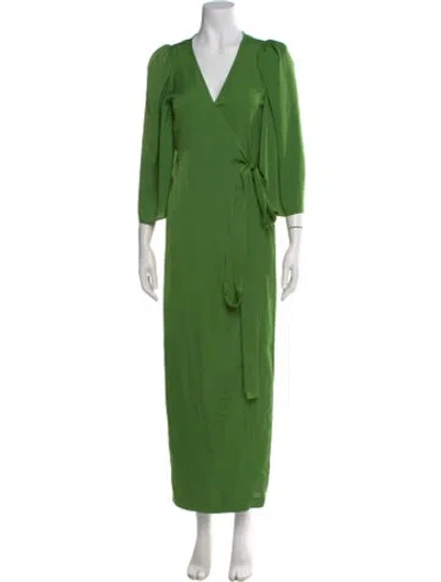 Pre-owned Rhode V-neck Long Dress In Green