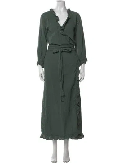 Pre-owned Rhode V-neck Long Dress In Green