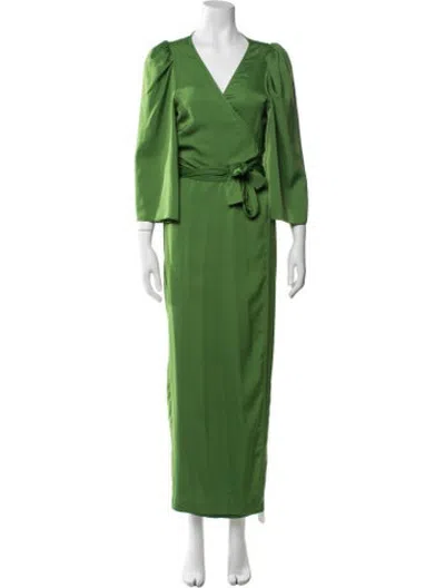 Pre-owned Rhode V-neck Long Dress In Green