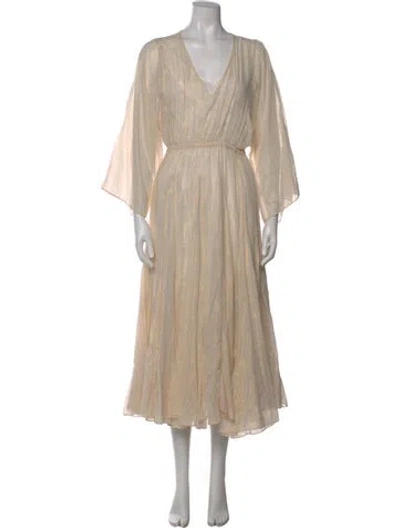 Pre-owned Rhode V-neck Long Dress In Neutral
