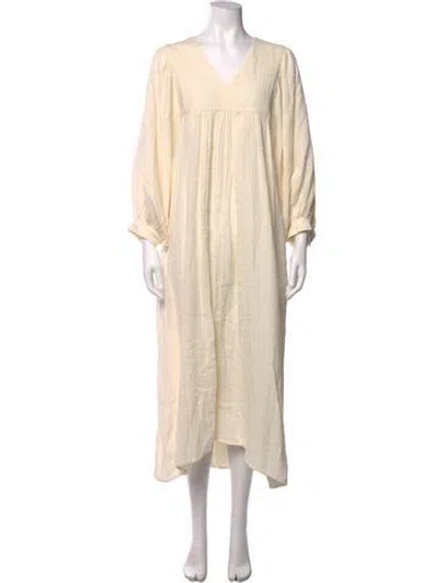 Pre-owned Rhode V-neck Long Dress In Neutrals