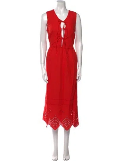 Pre-owned Rhode V-neck Long Dress In Orange