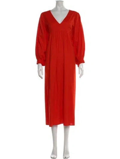 Pre-owned Rhode V-neck Long Dress In Orange
