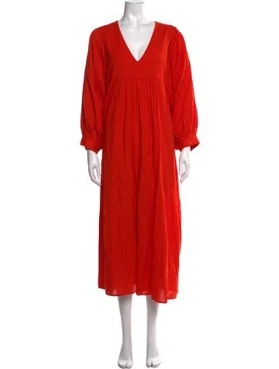 Pre-owned Rhode V-neck Long Dress In Orange