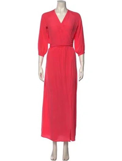 Pre-owned Rhode V-neck Long Dress In Pink