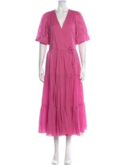 Pre-owned Rhode V-neck Long Dress In Pink