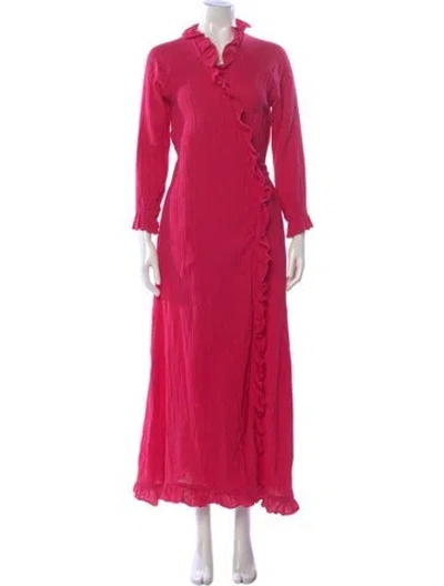 Pre-owned Rhode V-neck Long Dress In Red