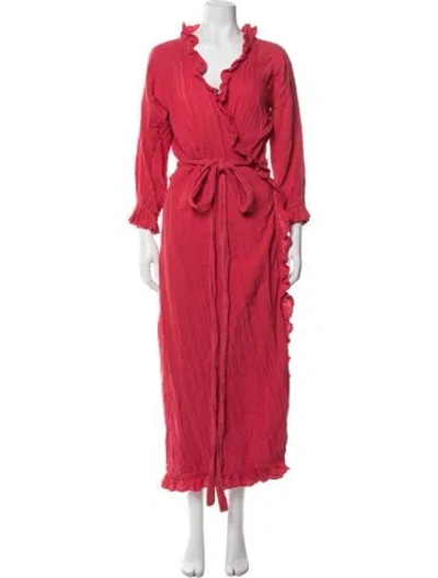 Pre-owned Rhode V-neck Long Dress In Red