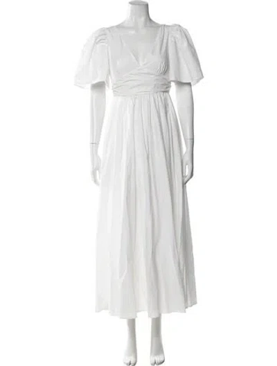 Pre-owned Rhode V-neck Long Dress In White