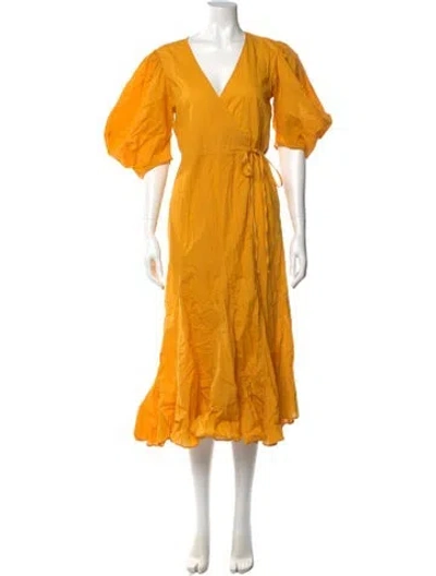 Pre-owned Rhode V-neck Long Dress In Yellow