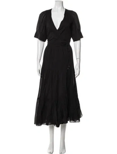 Pre-owned Rhode V-neck Midi Length Dress In Black
