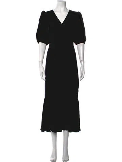 Pre-owned Rhode V-neck Midi Length Dress In Black