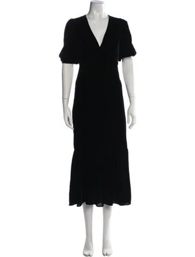 Pre-owned Rhode V-neck Midi Length Dress In Black
