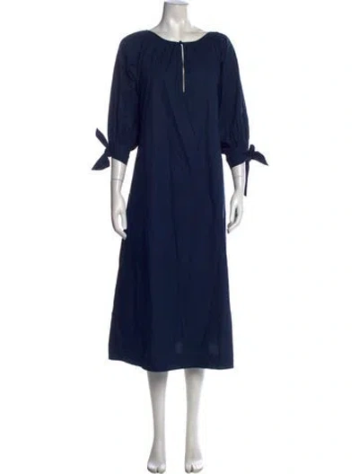 Pre-owned Rhode V-neck Midi Length Dress In Blue