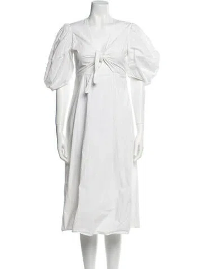 Pre-owned Rhode V-neck Midi Length Dress In Blue