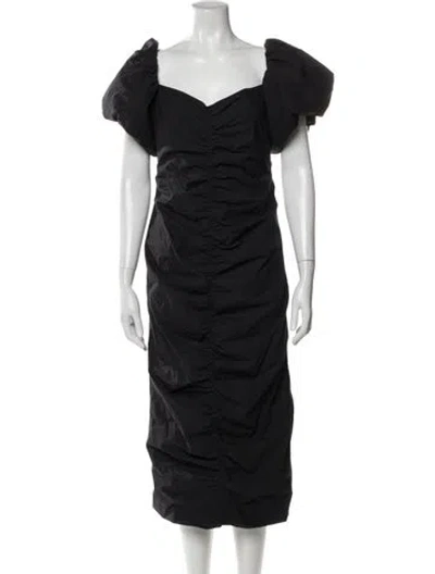 Pre-owned Rhode V-neck Midi Length Dress In Blue