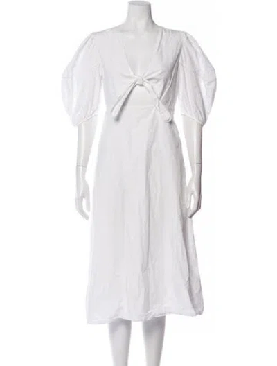 Pre-owned Rhode V-neck Midi Length Dress In Gray