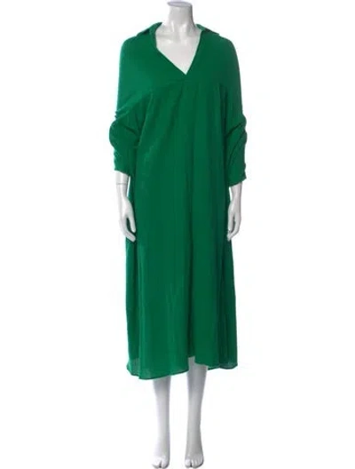 Pre-owned Rhode V-neck Midi Length Dress In Green