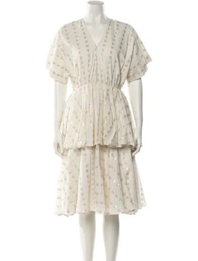 Pre-owned Rhode V-neck Midi Length Dress In Neutral