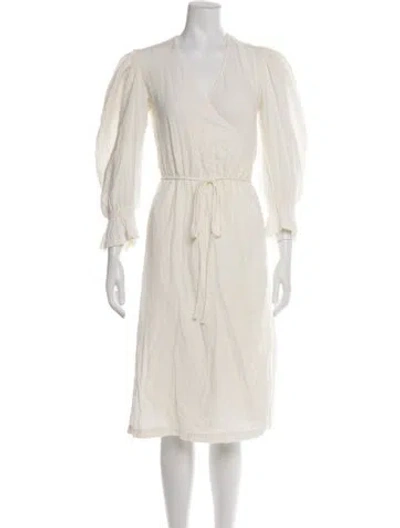 Pre-owned Rhode V-neck Midi Length Dress In Neutrals