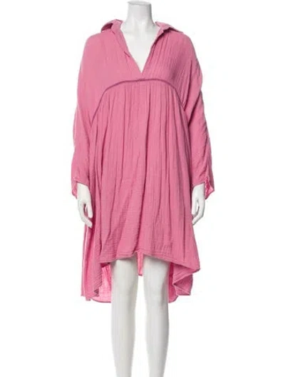 Pre-owned Rhode V-neck Midi Length Dress In Pink