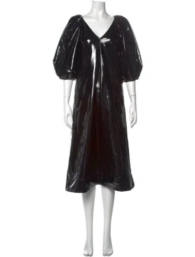 Pre-owned Rhode V-neck Midi Length Dress W/ Tags In Black