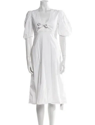 Pre-owned Rhode V-neck Midi Length Dress In White