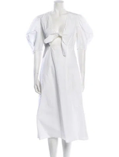 Pre-owned Rhode V-neck Midi Length Dress In White
