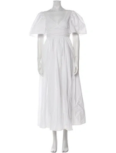 Pre-owned Rhode V-neck Midi Length Dress In White