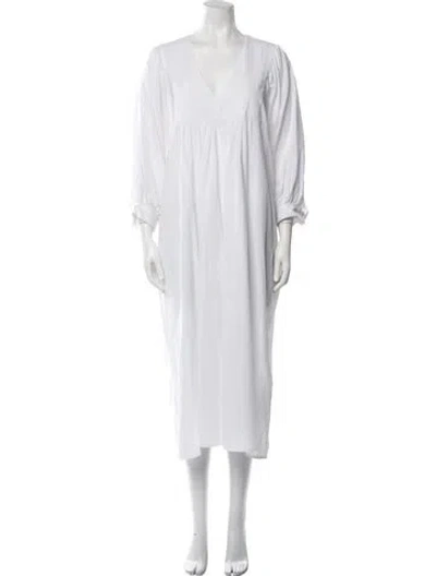 Pre-owned Rhode V-neck Midi Length Dress In White