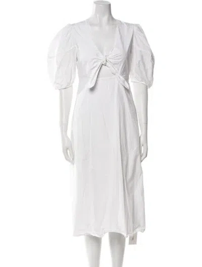 Pre-owned Rhode V-neck Midi Length Dress In White