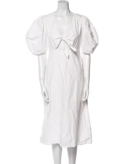 Pre-owned Rhode V-neck Midi Length Dress In White