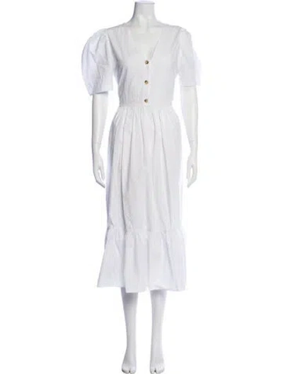 Pre-owned Rhode V-neck Midi Length Dress In White