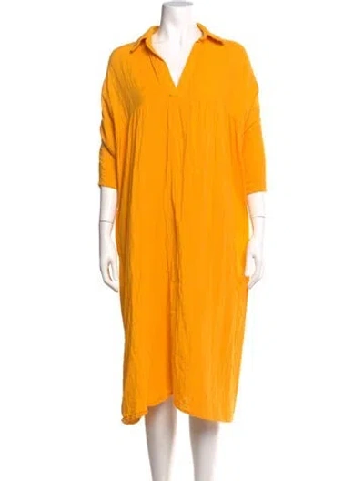 Pre-owned Rhode V-neck Midi Length Dress In Yellow