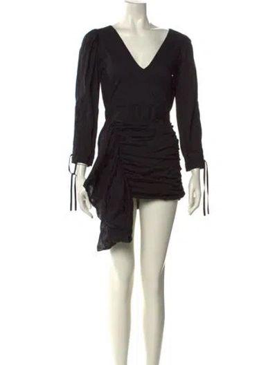 Pre-owned Rhode V-neck Mini Dress In Black
