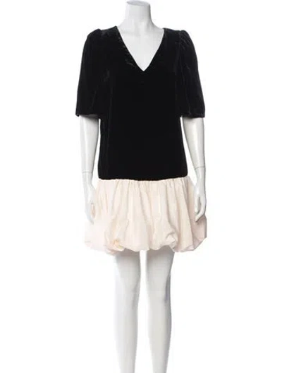 Pre-owned Rhode V-neck Mini Dress In Black