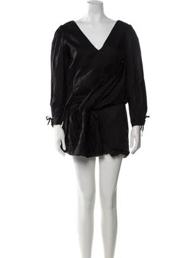 Pre-owned Rhode V-neck Mini Dress In Black