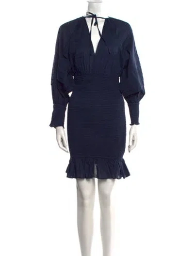 Pre-owned Rhode V-neck Mini Dress In Blue