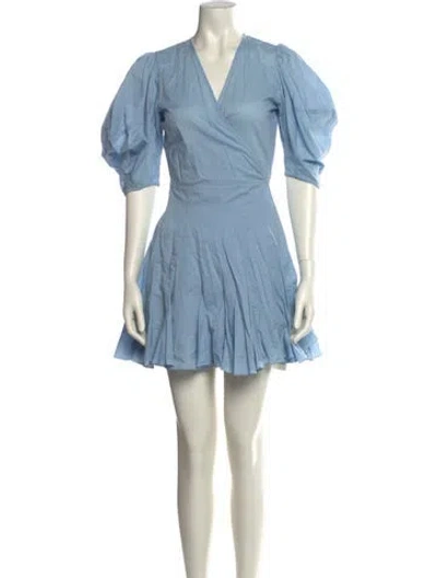 Pre-owned Rhode V-neck Mini Dress In Blue
