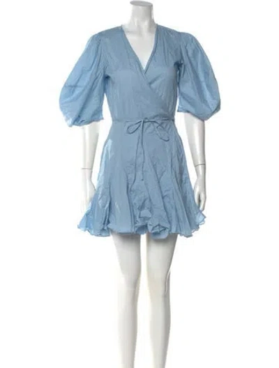Pre-owned Rhode V-neck Mini Dress In Blue