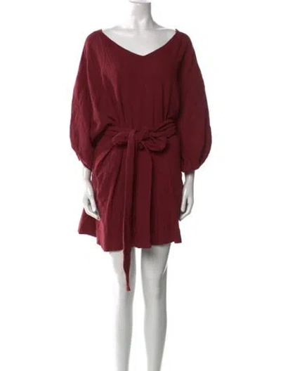 Pre-owned Rhode V-neck Mini Dress In Burgundy