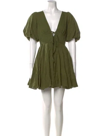 Pre-owned Rhode V-neck Mini Dress In Green