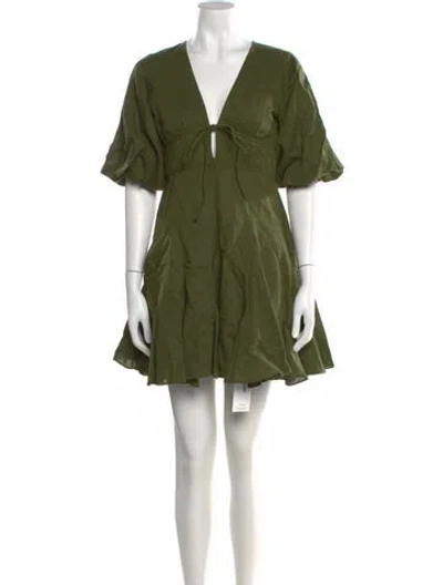 Pre-owned Rhode V-neck Mini Dress In Green