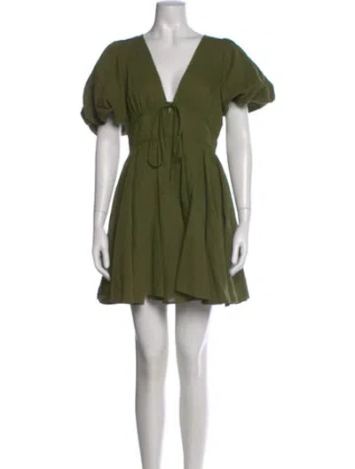 Pre-owned Rhode V-neck Mini Dress In Green
