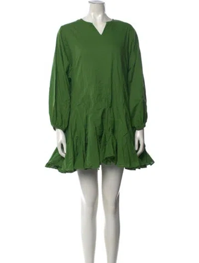 Pre-owned Rhode V-neck Mini Dress In Green