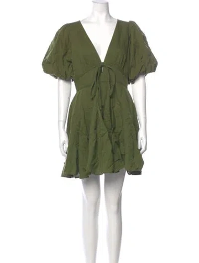 Pre-owned Rhode V-neck Mini Dress In Green