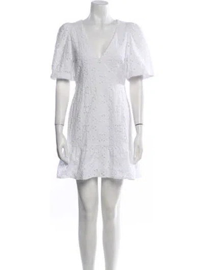 Pre-owned Rhode V-neck Mini Dress In Neutral